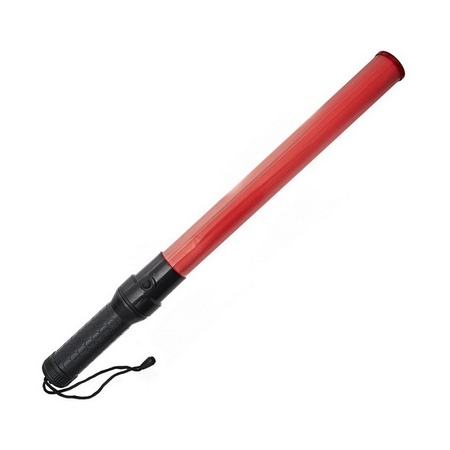 Red traffic control stick with light