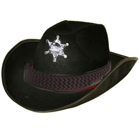 Carnaval cowboy hat sheriff black for adults