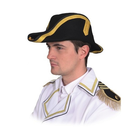 Napoleon/captain hat - black - for adults