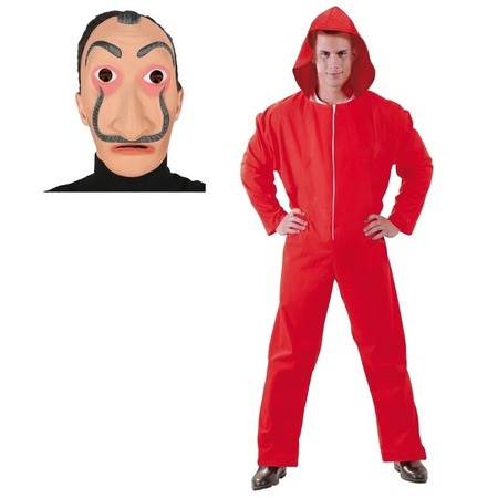 Jumpsuit Papel red L for men and Salvador Dali mask