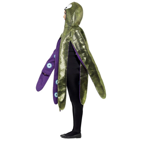 Verkleedkleding volwassenen - inktvis kostuum - groen/paars - one size 
