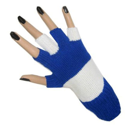 Gebreide handschoenen blauw/wit