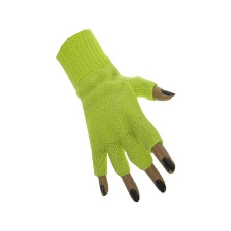 Vingerloze handschoen in het fluor geel