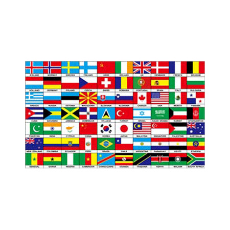 Internationale vlaggen met 70 landen