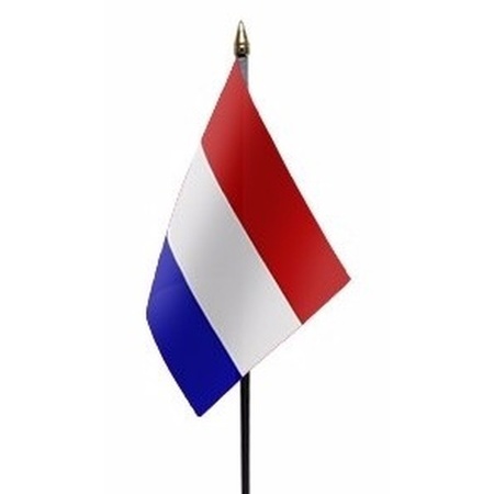 Netherlands/Holland table flag - 10 x 15 cm - with base - polyester fabric