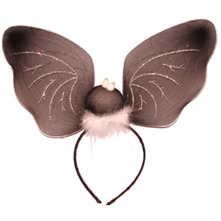 Halloween Headband/tiara with bat wings - adults - grey