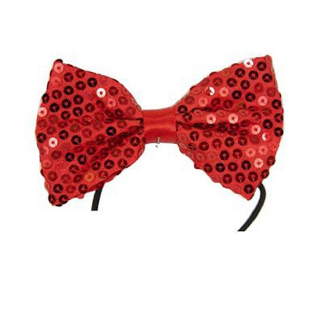 Red bow tie with sequins dress-up accessories for adults