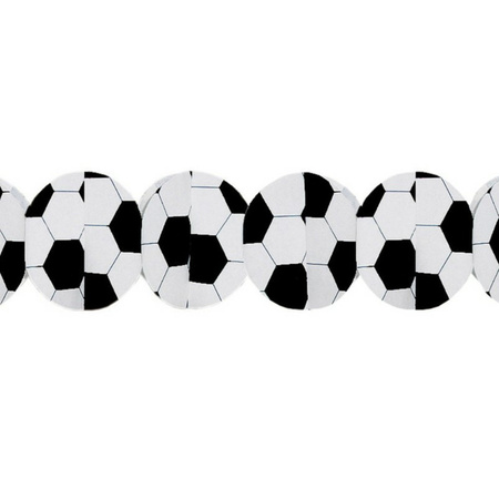 Voetbal thema feestslinger - zwart/wit - papier - 300 cm