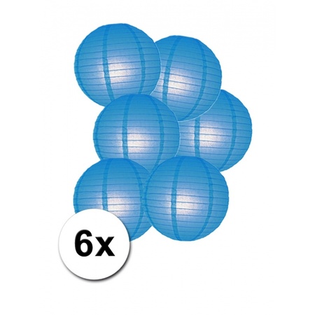 Luxe ronde lampionnen blauw 6x