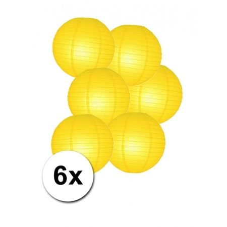 Luxe ronde lampionnen geel 6x