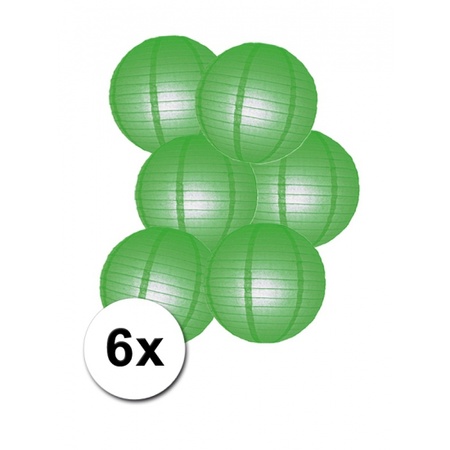 Luxe ronde lampionnen groen 6x