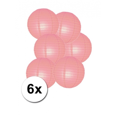 Luxe ronde lampionnen roze 6x