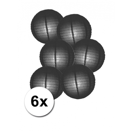 Luxe ronde lampionnen zwart 6x