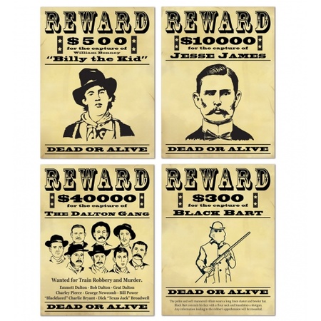 Wild West decoration posters Wanted