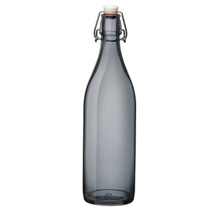 Water bottle with flip-top gray 1 liter