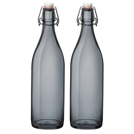 Water bottle with flip-top gray 1 liter