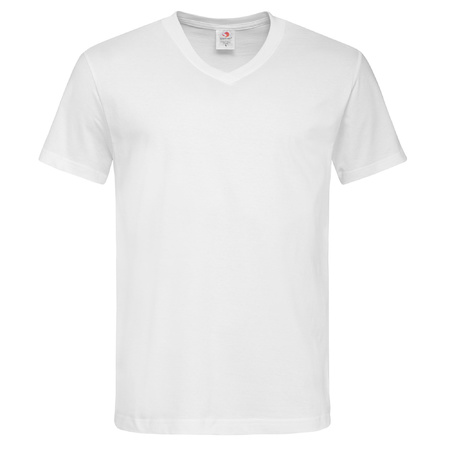 White basic mens t-shirt with v-neck