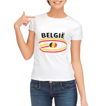 Shirts met vlaggen thema Belgie voor dames