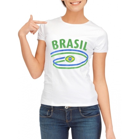 Shirts met vlaggen thema Brasil voor dames