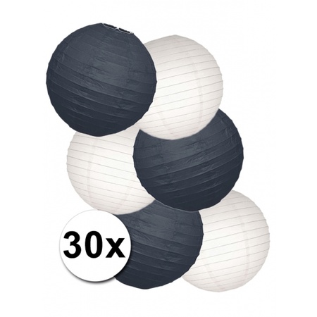 White and black lanterns package 30 pieces