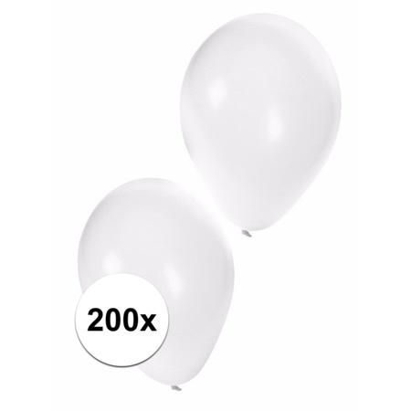 Zak ballonnen wit, 200 stuks