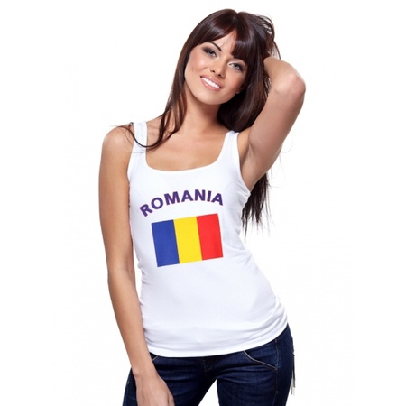 Mouwloos shirt met vlag Roemeni print voor dames