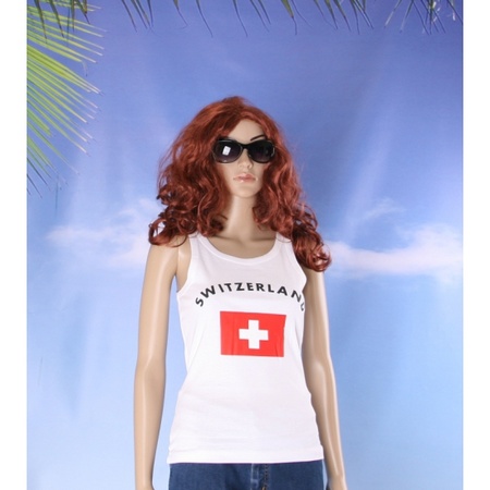 Mouwloos shirt met vlag Zwitserland print voor dames