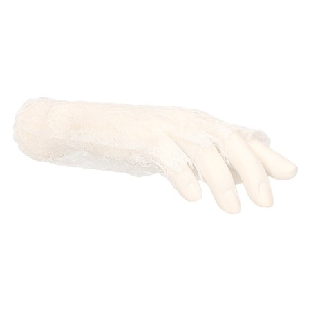 White short lace rocker gloves for adults