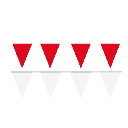 Witte/Rode feest punt vlaggetjes pakket 120 meter