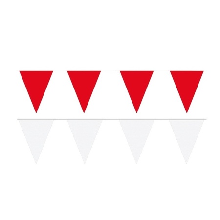 Witte/Rode feest punt vlaggetjes pakket 60 meter
