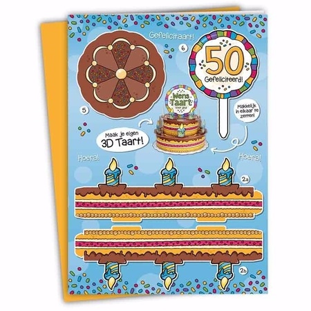XXL 3D cake card 50 years 
