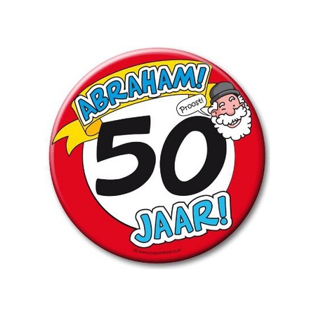 Feestartikelen XXL 50 jaar verjaardags Abraham button