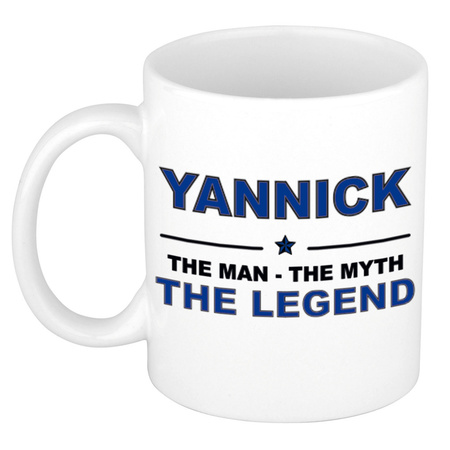 Yannick The man, The myth the legend collega kado mokken/bekers 300 ml