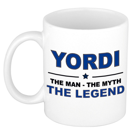 Yordi The man, The myth the legend collega kado mokken/bekers 300 ml