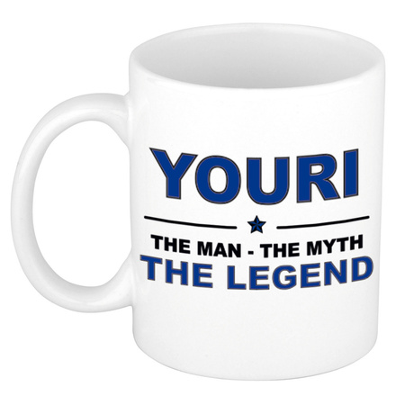 Youri The man, The myth the legend collega kado mokken/bekers 300 ml