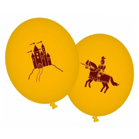 Castles and knights balloons 8x pieces yellow