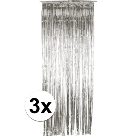 Folie curtain in silver 244 cm 3 pieces