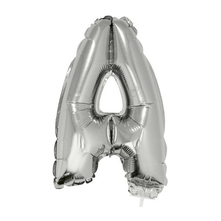 Silver inflatable letter balloon A on a stick