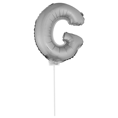 Silver inflatable letter balloon G on a stick