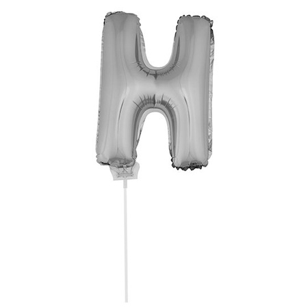 Silver inflatable letter balloon H on a stick