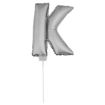 Silver inflatable letter balloon K on a stick