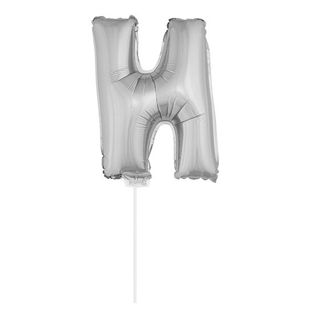 Silver inflatable letter balloon N on a stick
