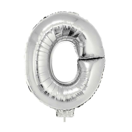 Silver inflatable letter balloon O on a stick