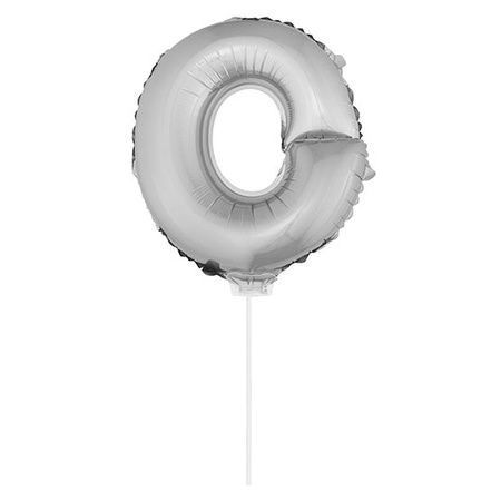 Silver inflatable letter balloon O on a stick