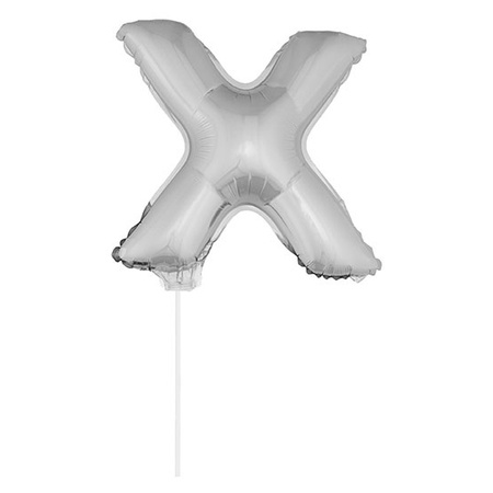 Silver inflatable letter balloon X on a stick