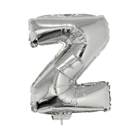 Silver inflatable letter balloon Z on a stick