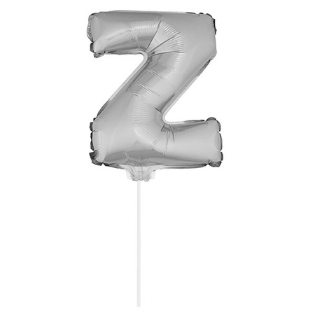 Silver inflatable letter balloon Z on a stick