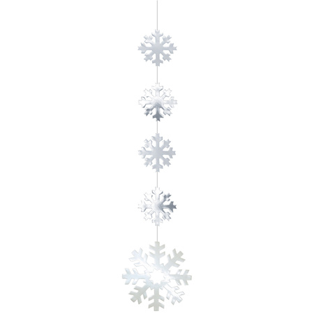 Zilveren sneeuwvlok hangdecoratie 140 cm van karton