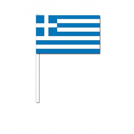 Hand wavers with Greek flag 