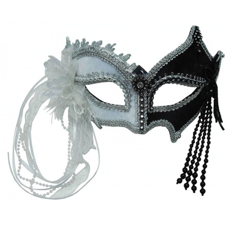 Zwart met wit Venetiaans carnaval oogmasker